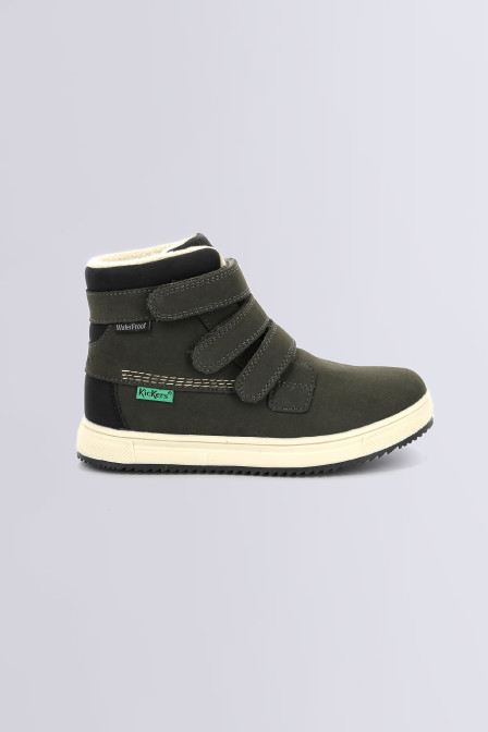 Yepokro - Sneakers hautes kaki et noir pour garçon - Kickers © Site Officiel