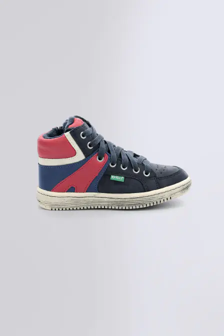 Lowell | Baskets hautes marine et rouge pour garçon | Kickers © Site Officiel