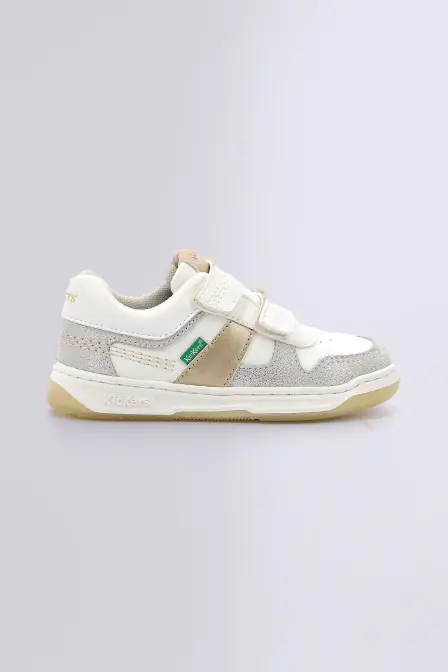 Kalido - Sneakers blanc, argent et or pour garçon - Kickers © Site Officiel