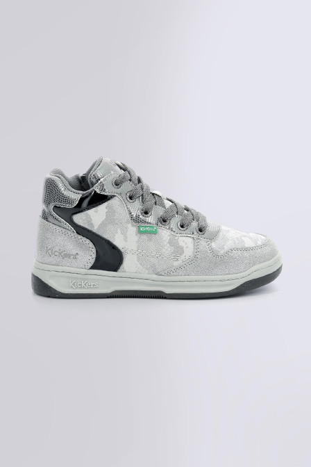 Kick Lax - Sneakers hautes argent et noir pour fille - Kickers © Site Officiel