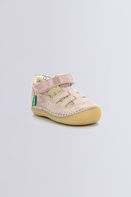 Sushy pink and silver t-strap shoes for girl - Kickers © Official website Sushy pink and silver t-strap shoes for girl - Kickers © Official website