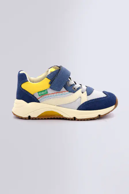 Runrun - Sneakers bleu et jaune pour garçon - Kickers © Site Officiel