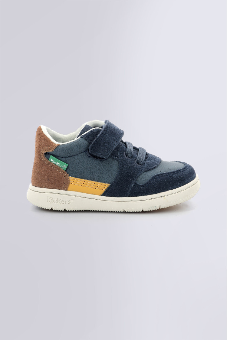 Kickbuvar Sneakers marine noir et camel pour garcon Kickers Site Officiel