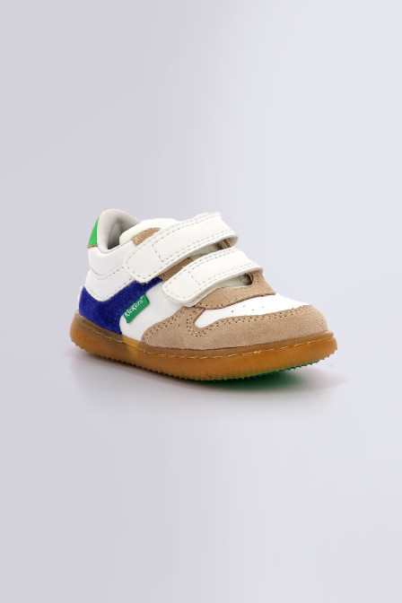 Kickmotion | Baskets beige, bleu et vert pour garçon | Kickers © Site Officiel Kickmotion | Baskets beige, bleu et vert pour garçon | Kickers © Site Officiel