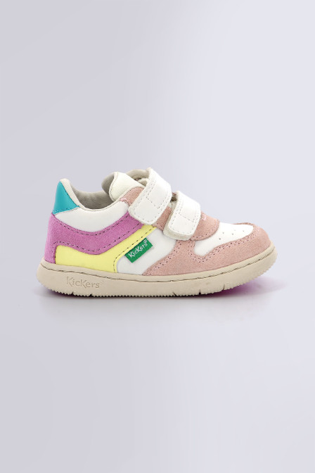 Kickmotion - Zapatillas beige, rosa y amarillo para niño - Kickers © Página oficial