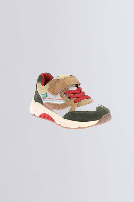 Runrun - Sneakers kaki, cammello e rosso da ragazzo - Kickers © Sito ufficiale