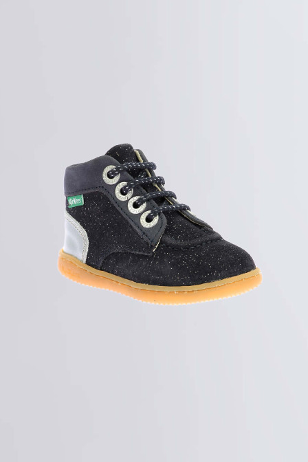 Kickiconic - Botines azul marino y plateado para niña y niño - Kickers © Página oficial Kickiconic - Botines azul marino y plateado para niña y niño - Kickers © Página oficial