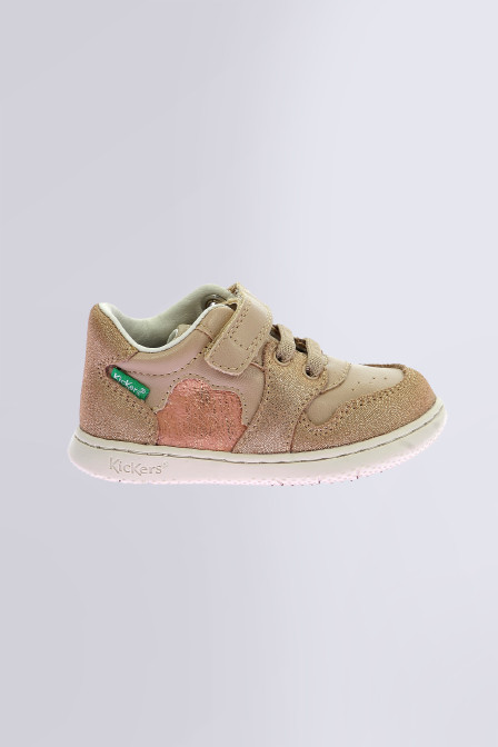 Kickbrownie | Shiny beige trainers for girls | Kickers © Official Site
