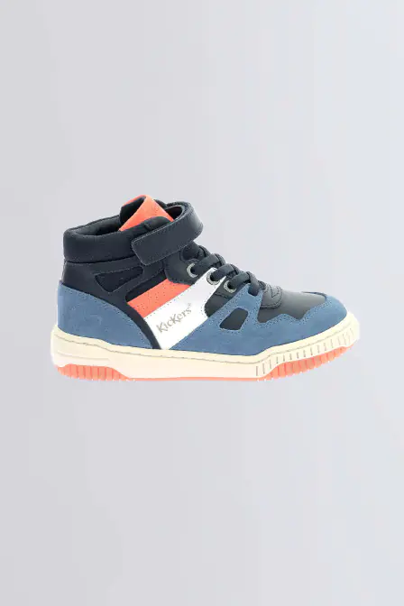 Kick92 - Sneakers hautes bleu, marine et orange pour garçon - Kickers © Site Officiel