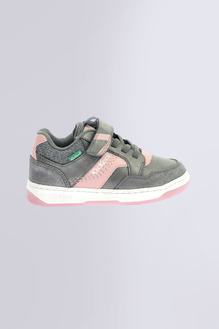 Kickarting - Sneakers gris, rosa y plateado para niña - Kickers © Página oficial