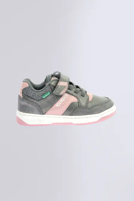Kickarting - Sneakers gris, rose et argent pour fille - Kickers © Site Officiel