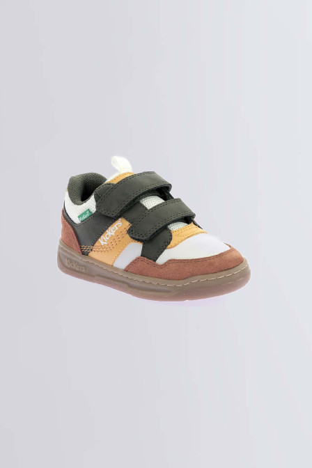 Kickbiking brown and white sneakers for boy - Kickers © Official website Kickbiking brown and white sneakers for boy - Kickers © Official website