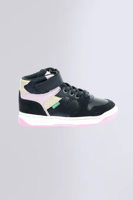 Kickado - Sneakers hautes marine et rose pour fille et garçon - Kickers © Site Officiel