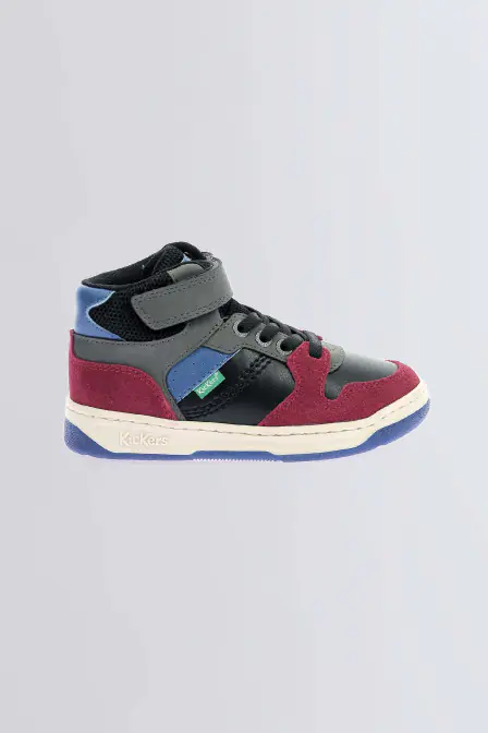 Kickado - Sneakers alte nero, borgogna e blu da ragazza e ragazzo - Kickers © Sito ufficiale