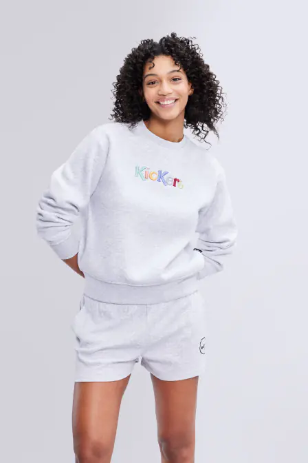 Kick Pins - Sweat gris clair pour femme - Kickers © Site Officiel
