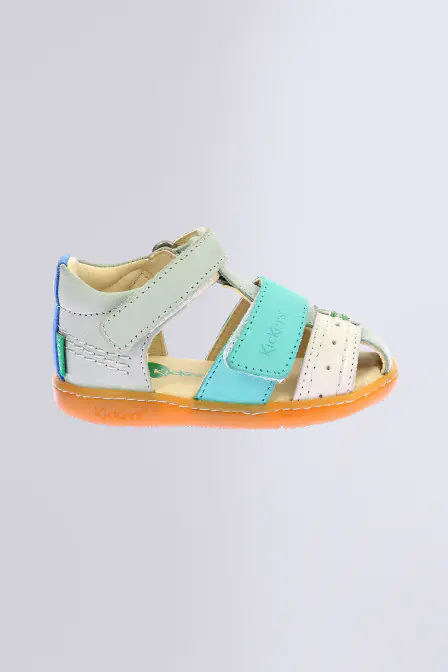 Kick Bazar - Sandalias verde, blanquecino y turquesa para niño - Kickers © Página oficial