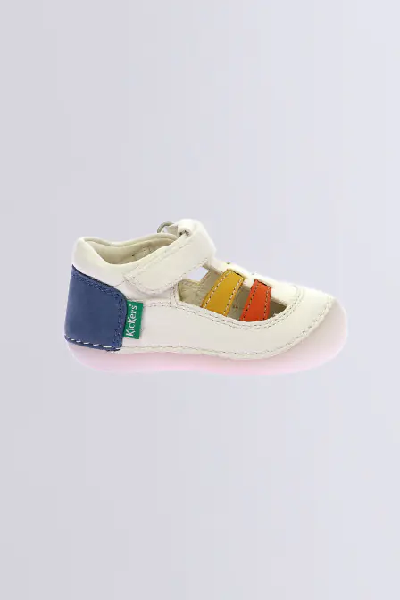 Sushy - Salomés blanc, jaune, orange et bleu pour garçon - Kickers © Site Officiel