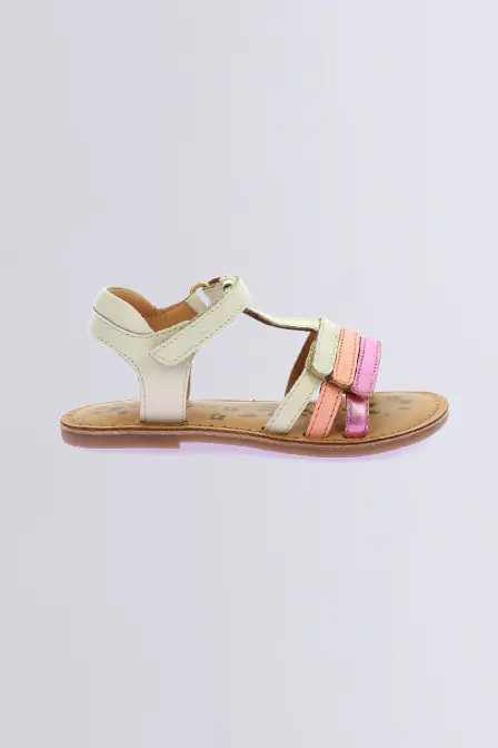 Diamanto - Sandales blanc cassé et rose pour fille - Kickers © Site Officiel