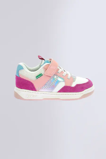 Kickarting - Baskets blanc et rose pour fille - Kickers © Site Officiel