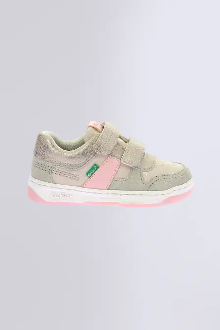 Kalido - Baskets beige, or et léopard pour fille - Kickers © Site Officiel