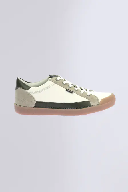 Kick Trainer - Baskets blanc, beige et kaki pour homme - Kickers © Site Officiel