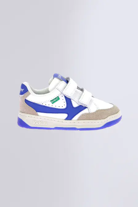 Kick Kagal - Baskets blanc cassé et bleu pour fille et garçon - Kickers © Site Officiel