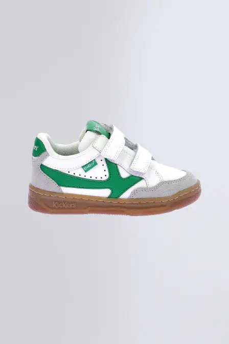 Kick Kagal - Baskets blanches et vertes pour fille et garçon - Kickers © Site Officiel