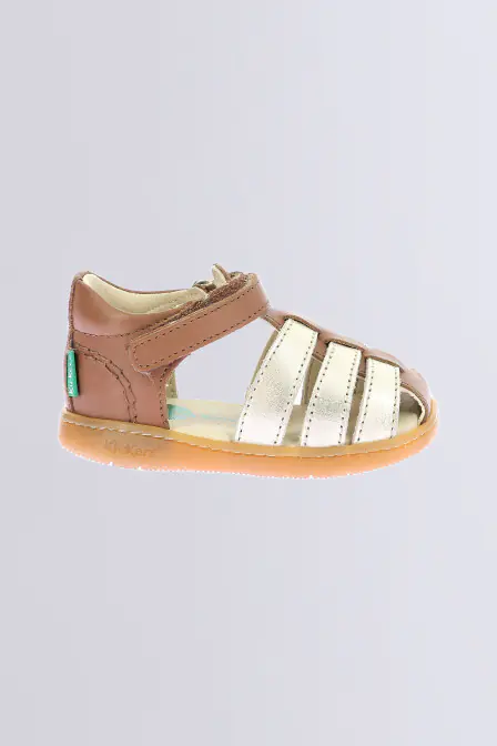 Kick Flo - Sandales camel et or pour fille - Kickers © Site Officiel